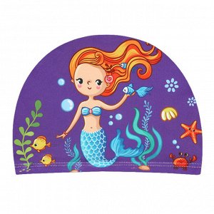 Шапочка для бассейна детская с принтом "Русалочка", цвет фиолетовый