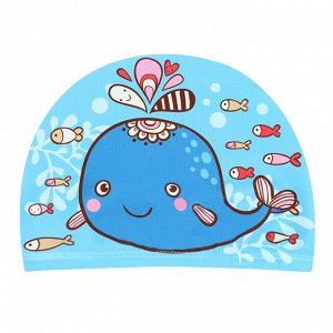 Шапочка для бассейна детская с принтом "Китенок", цвет голубой