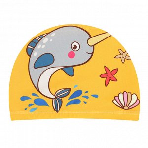 Шапочка для бассейна детская с принтом "Рыбка", цвет желтый