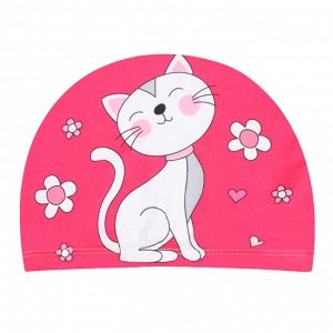 Шапочка для бассейна детская с принтом "Кошечка", цвет ярко-розовый