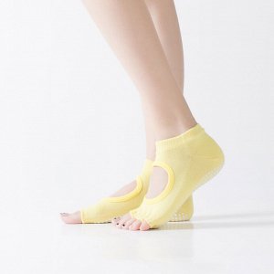 Носки для йоги женские с открытыми пальцами, цвет желтый
