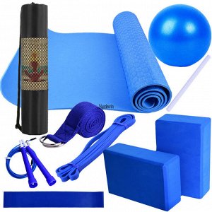 Комплект для тренировок "Йога" (9 предметов), цвет синий