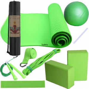 Комплект для тренировок "Йога" (9 предметов), цвет зеленый