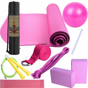 Комплект для тренировок "Йога" (9 предметов), цвет розовый