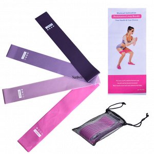 Комплект резинок для тренировок (4 штуки), цвет розовый/сиреневый