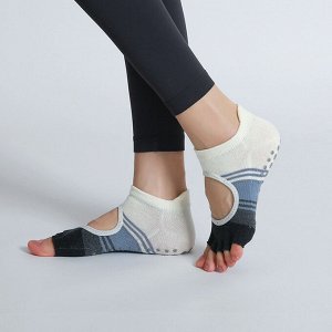 Носки для йоги женские с открытыми пальцами, цвет черно-белый/синий