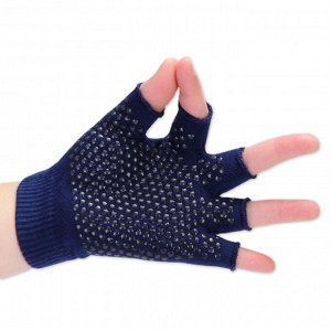 Перчатки для тренировок с открытыми пальцами, цвет темно-синий
