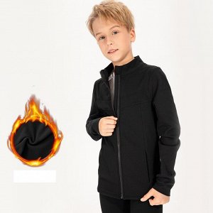 Кофта спортивная детская для мальчика на молнии утепленная, цвет черный