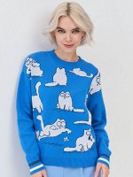 Джемпер женский 7241-40214   76/1783/1001 звёздный/деним/белый