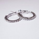 Серьги конго, цвет чернение, камень белый переливающийся, 40123, арт.008.292