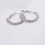 Серьги конго, цвет серебристый, камень белый переливающийся, 40123, арт.008.291