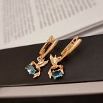 Серьги коллекция &quot;Дубай&quot;  покрытие позолота, камень голубой блестящий, 271001, арт. 847.224