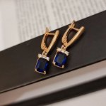 Серьги коллекция &quot;Дубай&quot;  покрытие позолота, с фианитами, камень синий блестящий, 341219, арт. 847.401