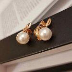 Серьги коллекция &quot;Дубай&quot; с искуственным жемчугом, покрытие позолота,60809, арт. 847.388