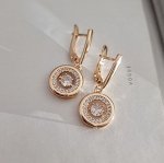 Серьги коллекция &quot;Дубай&quot; покрытие позолота, с фианитами, камень белый-прозрачный блестящий, 60162, арт. 847.325