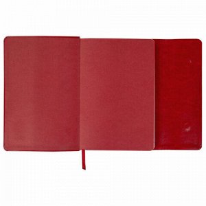 Ежедневник с магнитным клапаном недатированный, под кожу, А5, красный, BRAUBERG "Magnetic X", 113281