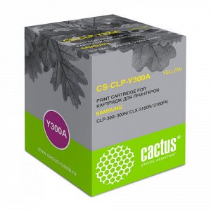 Картридж лазерный CACTUS (CS-CLP-Y300A) для SAMSUNG CLP-300, желтый, ресурс 1000 стр.