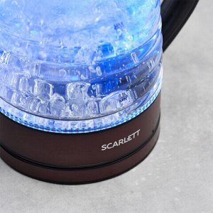 Чайник SCARLETT SC-EK27G97, 1,7 л, 2200 Вт, закрытый нагревательный элемент, стекло, коричневый