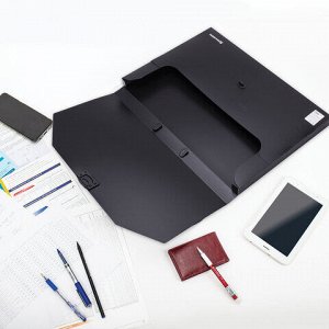 Папка-портфель пластиковая БОЛЬШОГО ФОРМАТА BRAUBERG "ПОРТФОЛИО", А3 (445х310х30 мм), черная, РОССИЯ, 226023