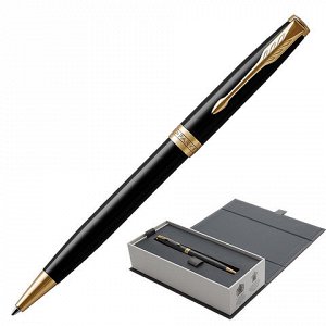 Ручка шариковая PARKER "Sonnet Core Lacquer Black GT", корпус черный глянцевый лак, позолоченные детали, черная, 1931497