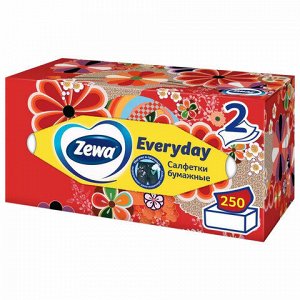 Салфетки косметические 2-слойные в картонном коробе, 250 штук, ZEWA Everyday, 8679