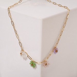 Колье «Лето» цепь и цветы, цветная в золоте, L= 40 см