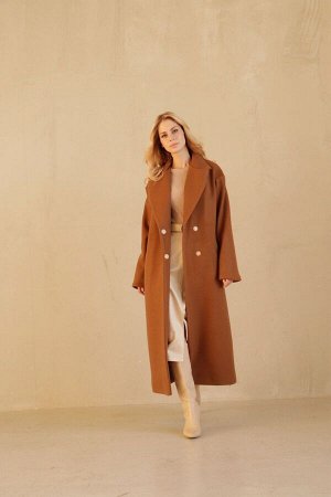 Пальто Дива утеплённое длинное коричневое