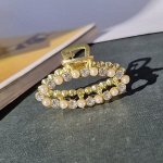 Крабик для волос металлический, цвет золотистый, вставка с бусинами, камень переливающийся, арт.061.295