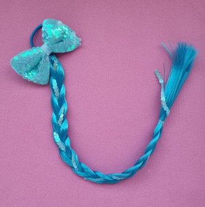Резинка коса для волос голубая с переливающимися пайетками, арт.061.269