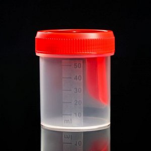 Контейнер для биопроб полимерный, стерильный, со шпателем, 60 мл