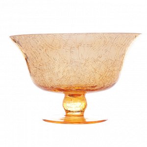 Ваза стеклянная, декоративная, "битое стекло - золото" 19.5x12 см, арт.42
