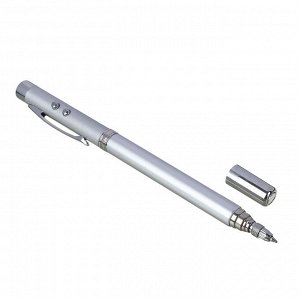 ЕРМАК Ручка - выдвижная указка, магнит, 1 LED + лазер, 3xLR41, пластик, металл, 18х3,5см