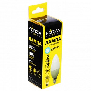 FORZA Лампа светодиодная С37 5 Вт, Е14, 420 Лм, 4000 К, 175-265 В, Ra>80, IRF