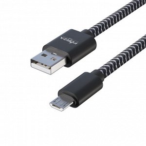 FORZA Кабель для зарядки Волна Micro USB, 1м, 2А, тканевая оплётка, 4 цвета, пакет