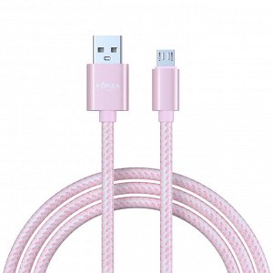 FORZA Кабель для зарядки Волна Micro USB, 1м, 2А, тканевая оплётка, 4 цвета, пакет