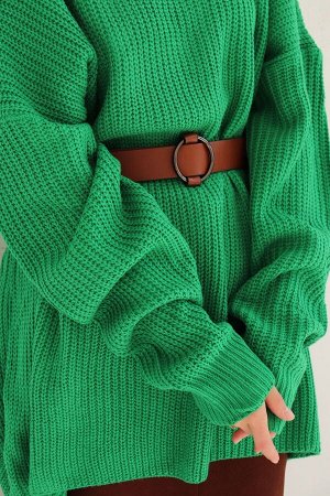 Джемпер крупной вязки зелёный