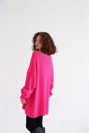 Джемпер крупной вязки розовый