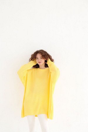 Джемпер крупной вязки в солнечном жёлтом