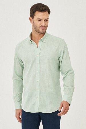 Приталенная рубашка узкого кроя с воротником на пуговицах из 100 % хлопка мятного цвета