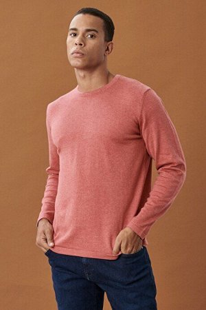 Стандартный крой, стандартный крой, круглый вырез, узорчатый хлопковый базовый трикотажный свитер из сушеной розы