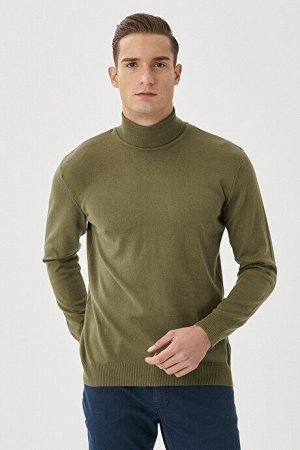 Стандартный крой Нормальный покрой Водолазка с воротником-стойкой Зеленый трикотажный свитер