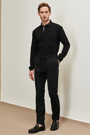 Эластичные черные брюки Slim Fit с завязками на талии