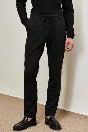 Эластичные черные брюки Slim Fit с завязками на талии