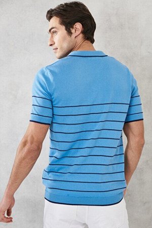 Трикотажная футболка стандартного кроя из 100 % хлопка с воротником-поло сине-темно-синего цвета