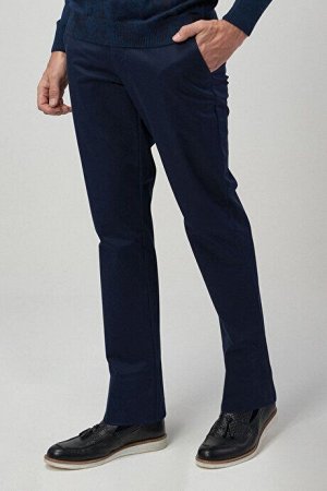 Брюки No Iron Non-Iron Slim Fit Slim Fit Хлопковые эластичные брюки темно-синего цвета