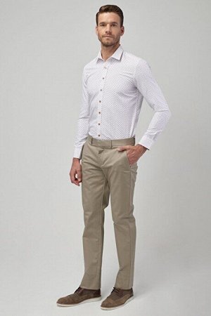 Брюки Slim Fit Slim Fit из эластичного хлопка бежевого цвета без утюга