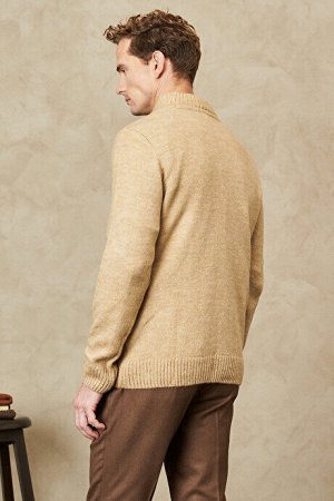 Стандартный крой Нормальный крой Половина водолазки Молочно-коричневый трикотажный свитер