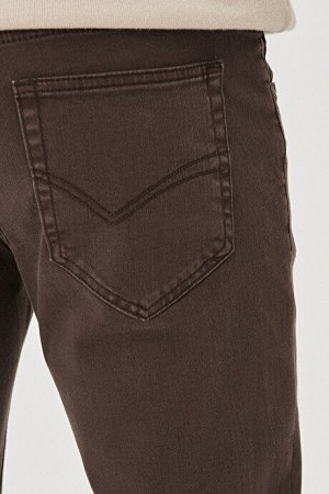 Эластичные во всех направлениях узкие коричневые брюки узкого кроя на 360 градусов