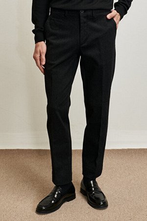 Гибкие черные брюки с широким вырезом и диагональным узором Comfort Fit