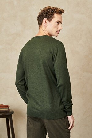 Стандартный крой Нормальный крой с круглым вырезом Шерстяной удобный трикотажный свитер цвета хаки